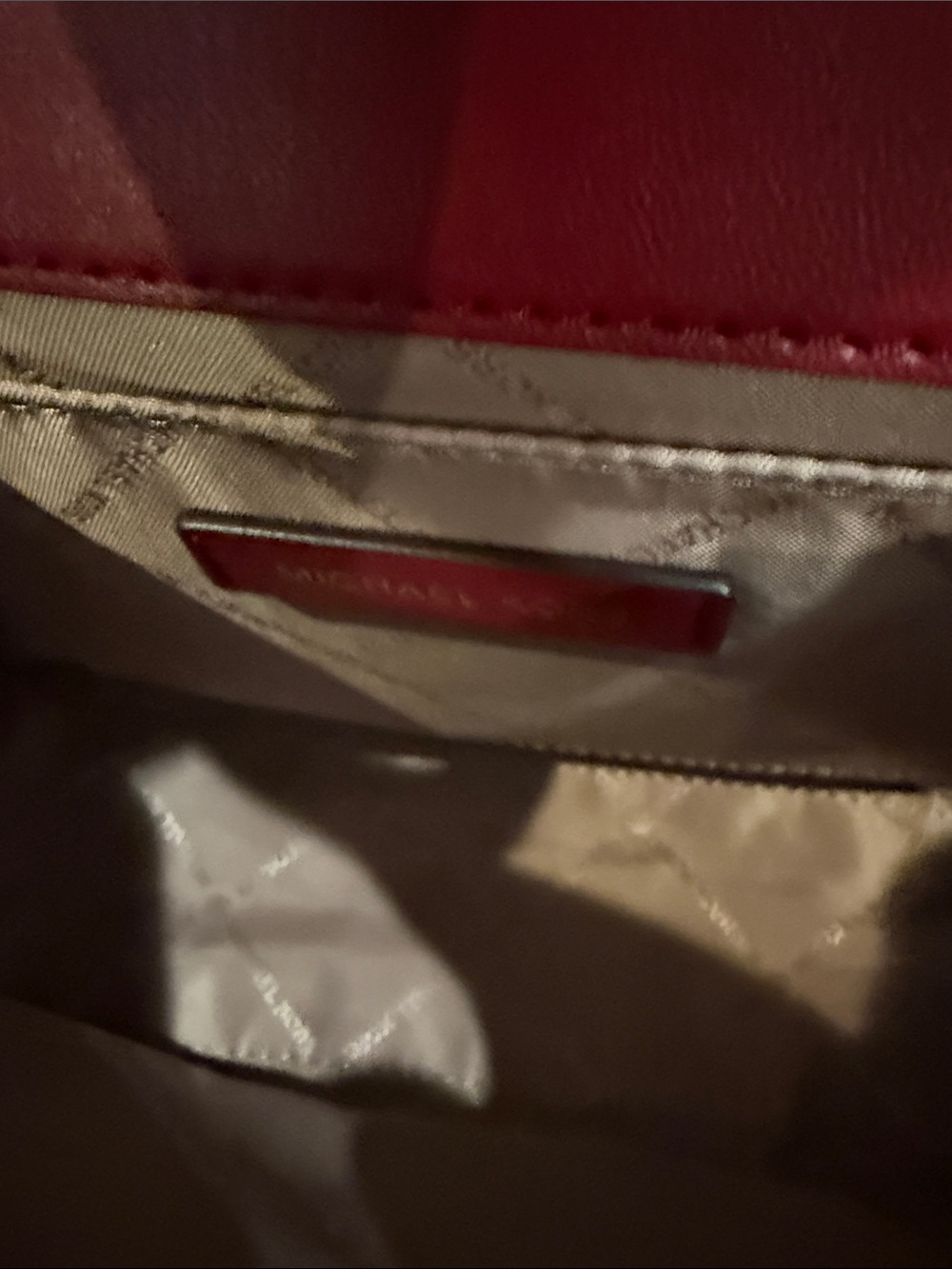 Michael Kors Quilted Crossbody Bag in Cherry Red with Gold Hardware - Picture 6 of 8